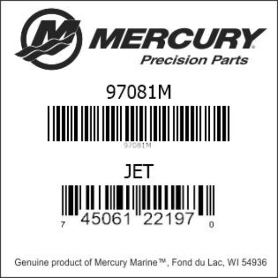 Bar codes for Mercury Marine part number 97081M