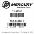Bar codes for Mercury Marine part number 33-97182