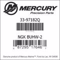 Bar codes for Mercury Marine part number 33-97182Q