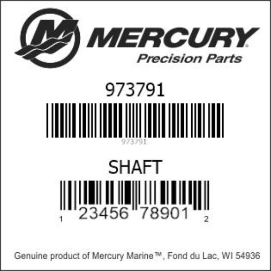 Bar codes for Mercury Marine part number 973791