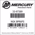 Bar codes for Mercury Marine part number 33-97389