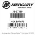 Bar codes for Mercury Marine part number 33-97389