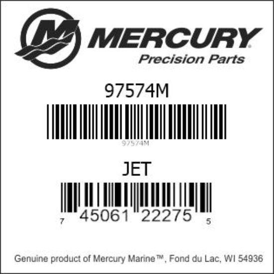 Bar codes for Mercury Marine part number 97574M