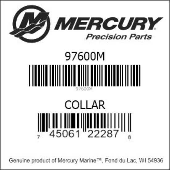 Bar codes for Mercury Marine part number 97600M