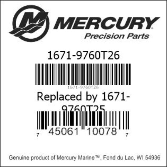 Bar codes for Mercury Marine part number 1671-9760T26