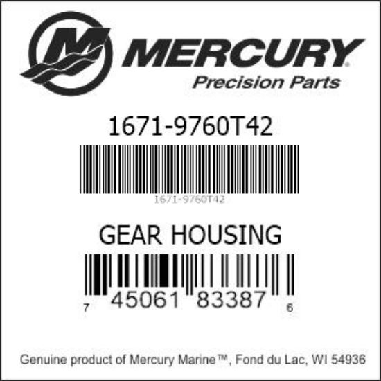 Bar codes for Mercury Marine part number 1671-9760T42
