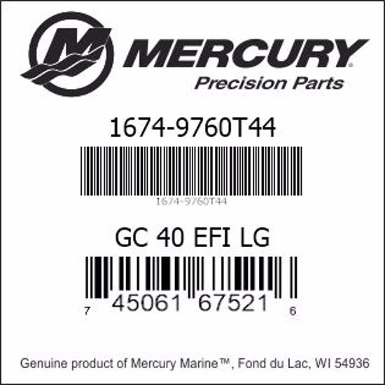 Bar codes for Mercury Marine part number 1674-9760T44