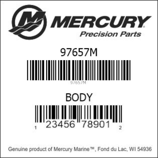 Bar codes for Mercury Marine part number 97657M