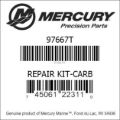 Bar codes for Mercury Marine part number 97667T