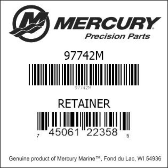 Bar codes for Mercury Marine part number 97742M