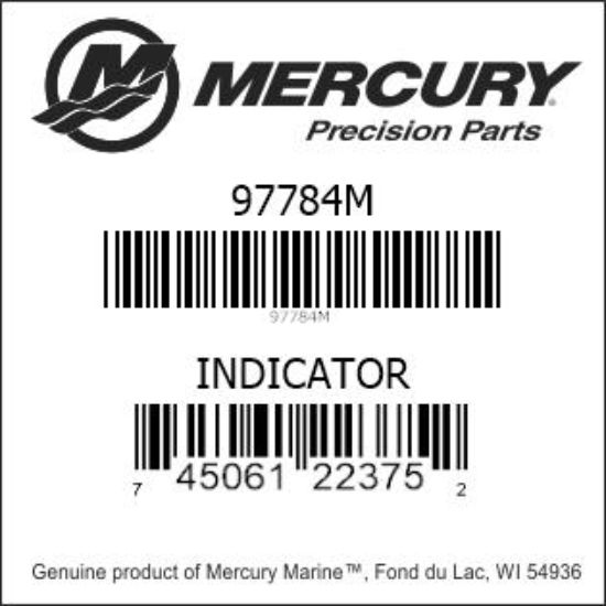 Bar codes for Mercury Marine part number 97784M