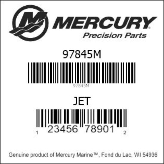 Bar codes for Mercury Marine part number 97845M