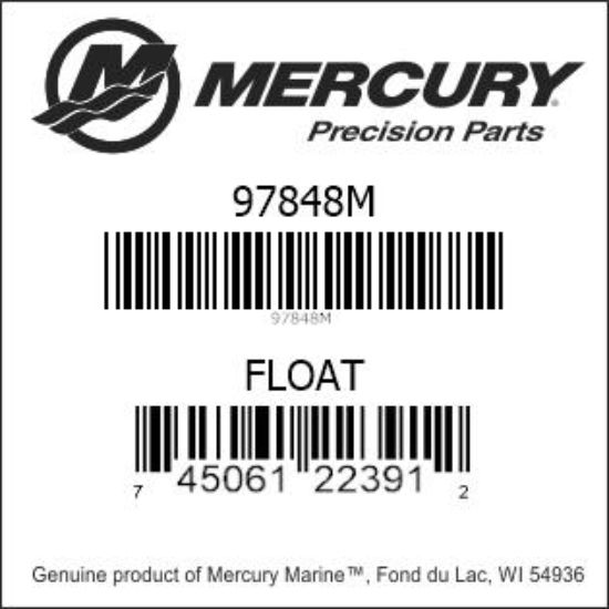 Bar codes for Mercury Marine part number 97848M