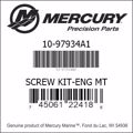 Bar codes for Mercury Marine part number 10-97934A1