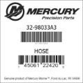 Bar codes for Mercury Marine part number 32-98033A3