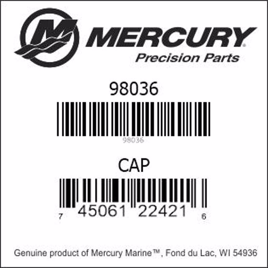 Bar codes for Mercury Marine part number 98036