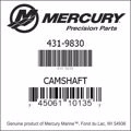 Bar codes for Mercury Marine part number 431-9830