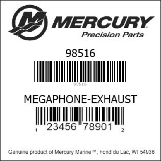 Bar codes for Mercury Marine part number 98516