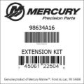 Bar codes for Mercury Marine part number 98634A16