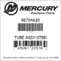 Bar codes for Mercury Marine part number 98704A10