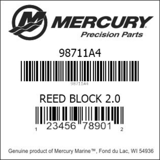Bar codes for Mercury Marine part number 98711A4