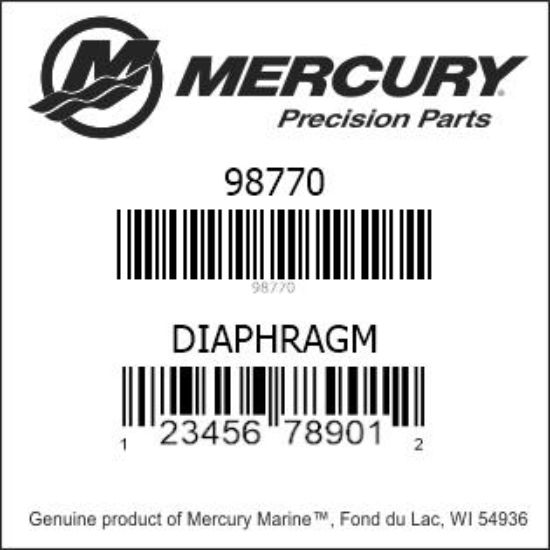 Bar codes for Mercury Marine part number 98770
