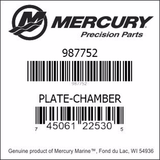 Bar codes for Mercury Marine part number 987752