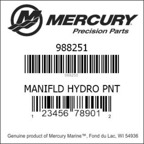Bar codes for Mercury Marine part number 988251