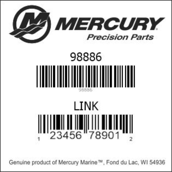 Bar codes for Mercury Marine part number 98886