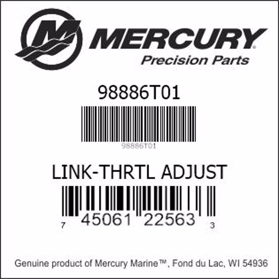 Bar codes for Mercury Marine part number 98886T01