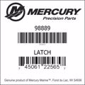 Bar codes for Mercury Marine part number 98889