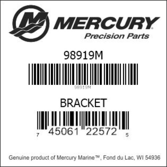 Bar codes for Mercury Marine part number 98919M