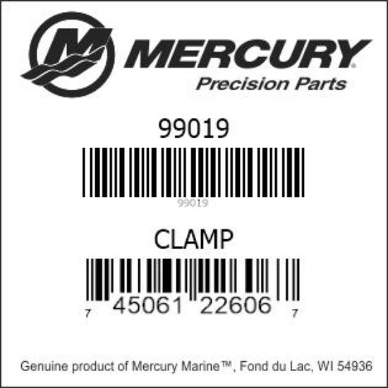 Bar codes for Mercury Marine part number 99019