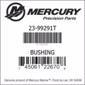 Bar codes for Mercury Marine part number 23-99291T