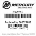 Bar codes for Mercury Marine part number 99297A1