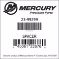 Bar codes for Mercury Marine part number 23-99299