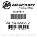 Bar codes for Mercury Marine part number 99502A12