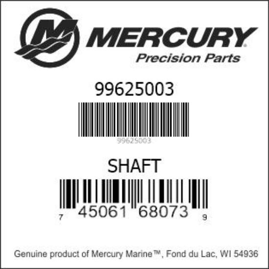 Bar codes for Mercury Marine part number 99625003