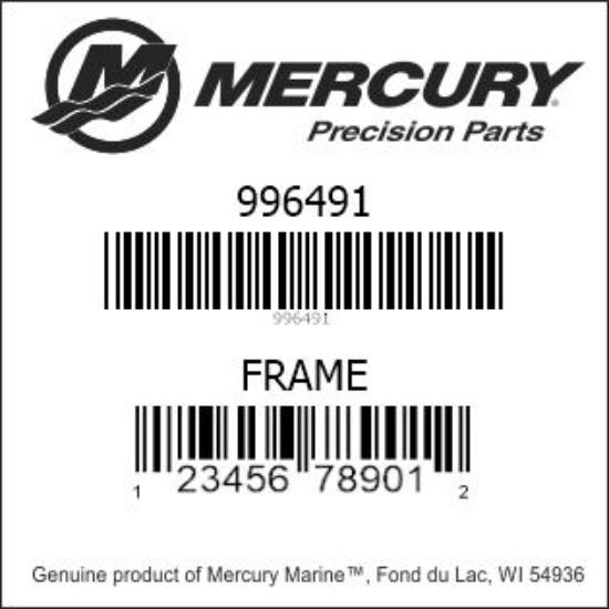 Bar codes for Mercury Marine part number 996491