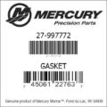 Bar codes for Mercury Marine part number 27-997772