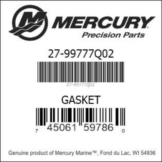 Bar codes for Mercury Marine part number 27-99777Q02