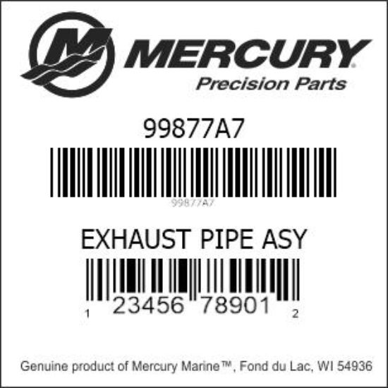 Bar codes for Mercury Marine part number 99877A7