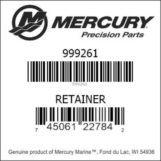 Bar codes for Mercury Marine part number 999261