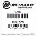 Bar codes for Mercury Marine part number 99948