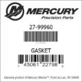 Bar codes for Mercury Marine part number 27-99960