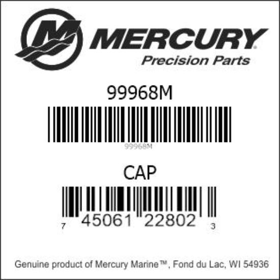 Bar codes for Mercury Marine part number 99968M