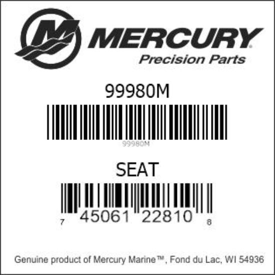 Bar codes for Mercury Marine part number 99980M