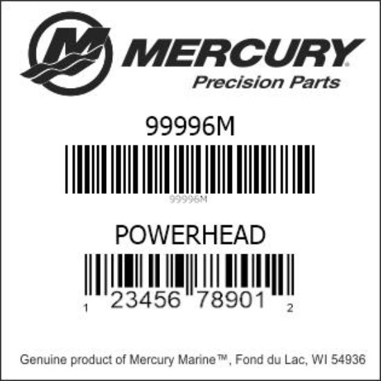 Bar codes for Mercury Marine part number 99996M