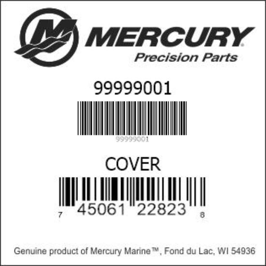 Bar codes for Mercury Marine part number 99999001