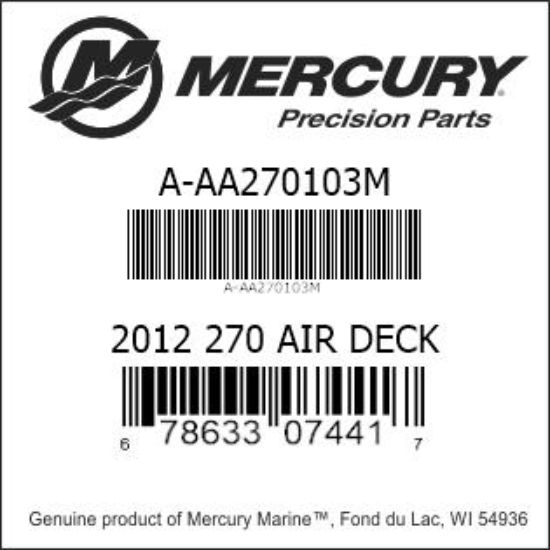 Bar codes for Mercury Marine part number A-AA270103M